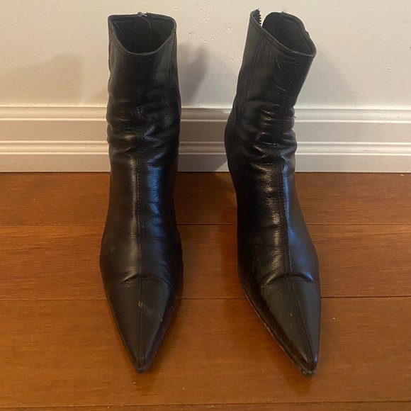 Black Miu Miu Low Heel Ankle Boots - Picture 2 of 4